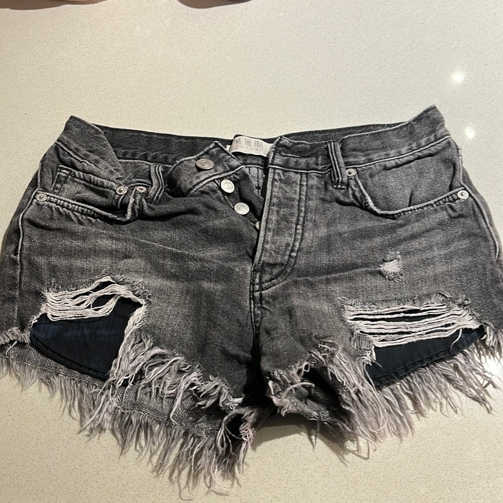 Free People Distressed Denim Shorts
